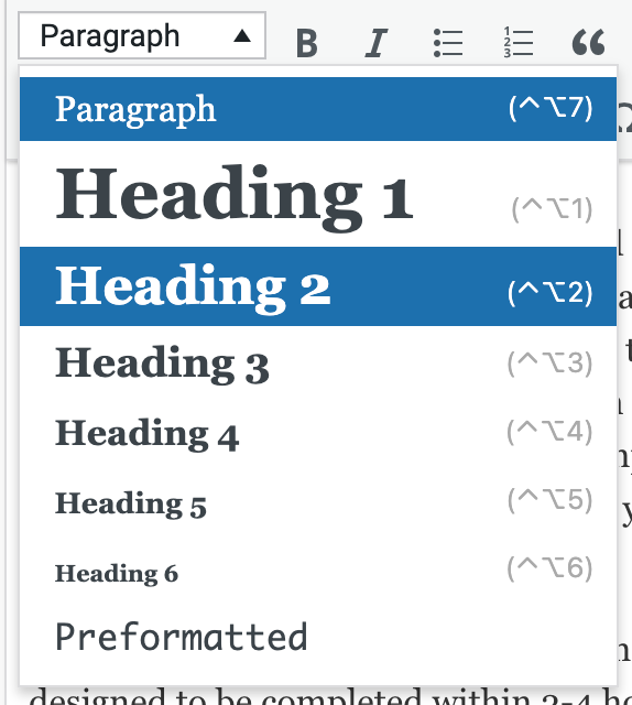 WordPress headings