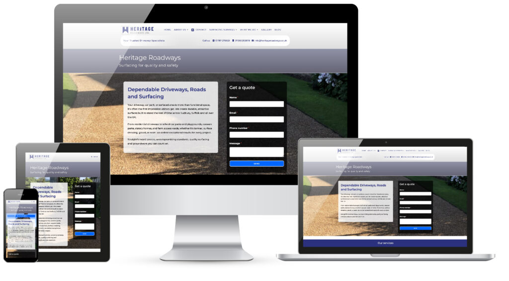 Heritage Roadways website, Sudbury Suffolk. WordPress website Design