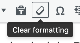 WordPress Clear Formatting in text